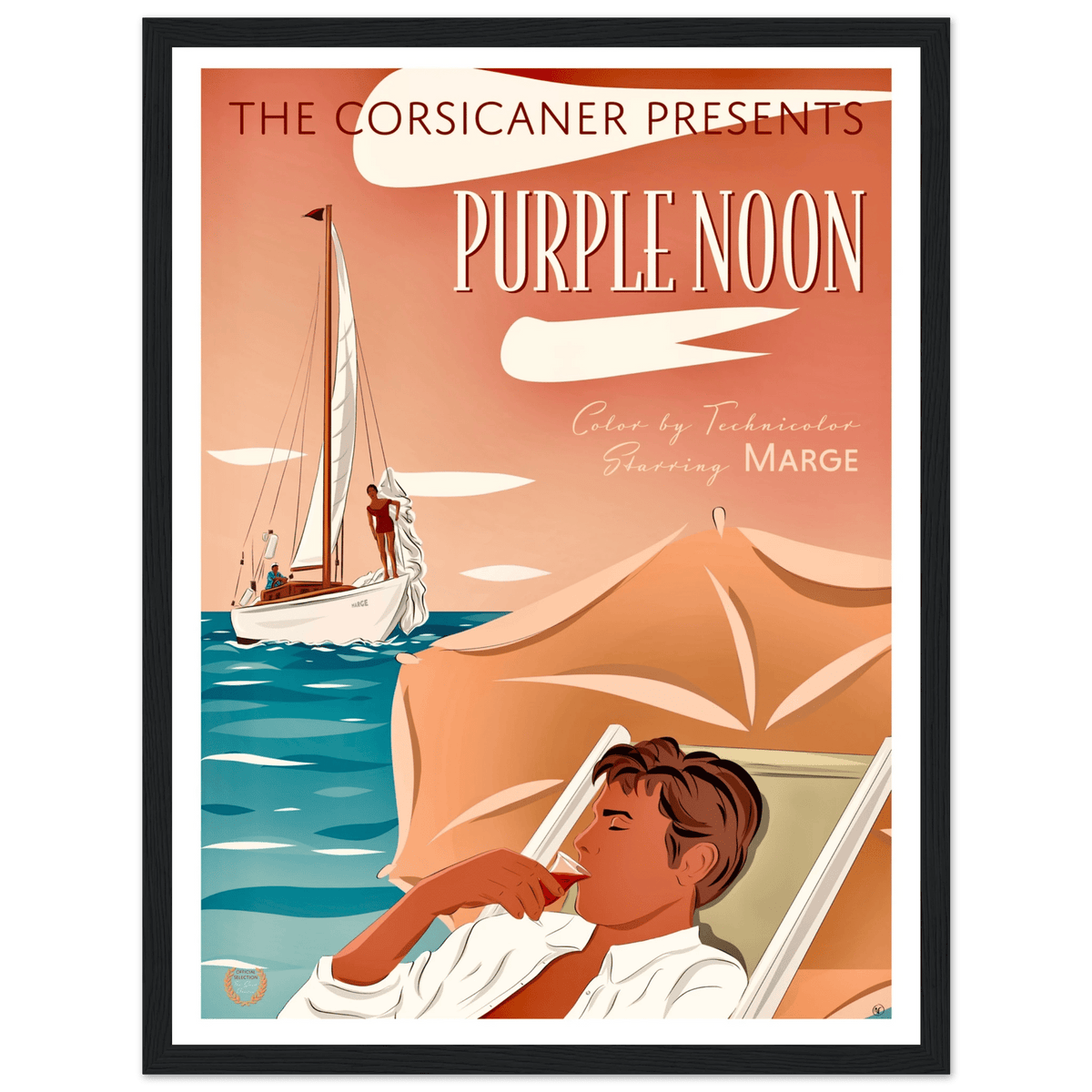 PURPLE NOON - poster alternatif encadré - livraison offerte - The Corsicaner
