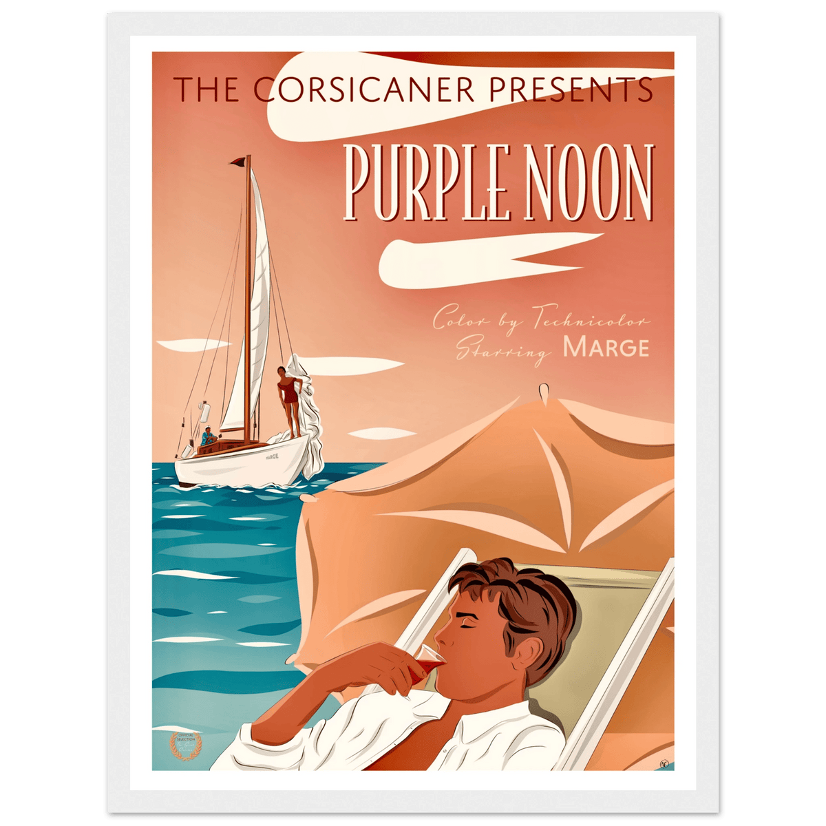 PURPLE NOON - poster alternatif encadré - livraison offerte - The Corsicaner