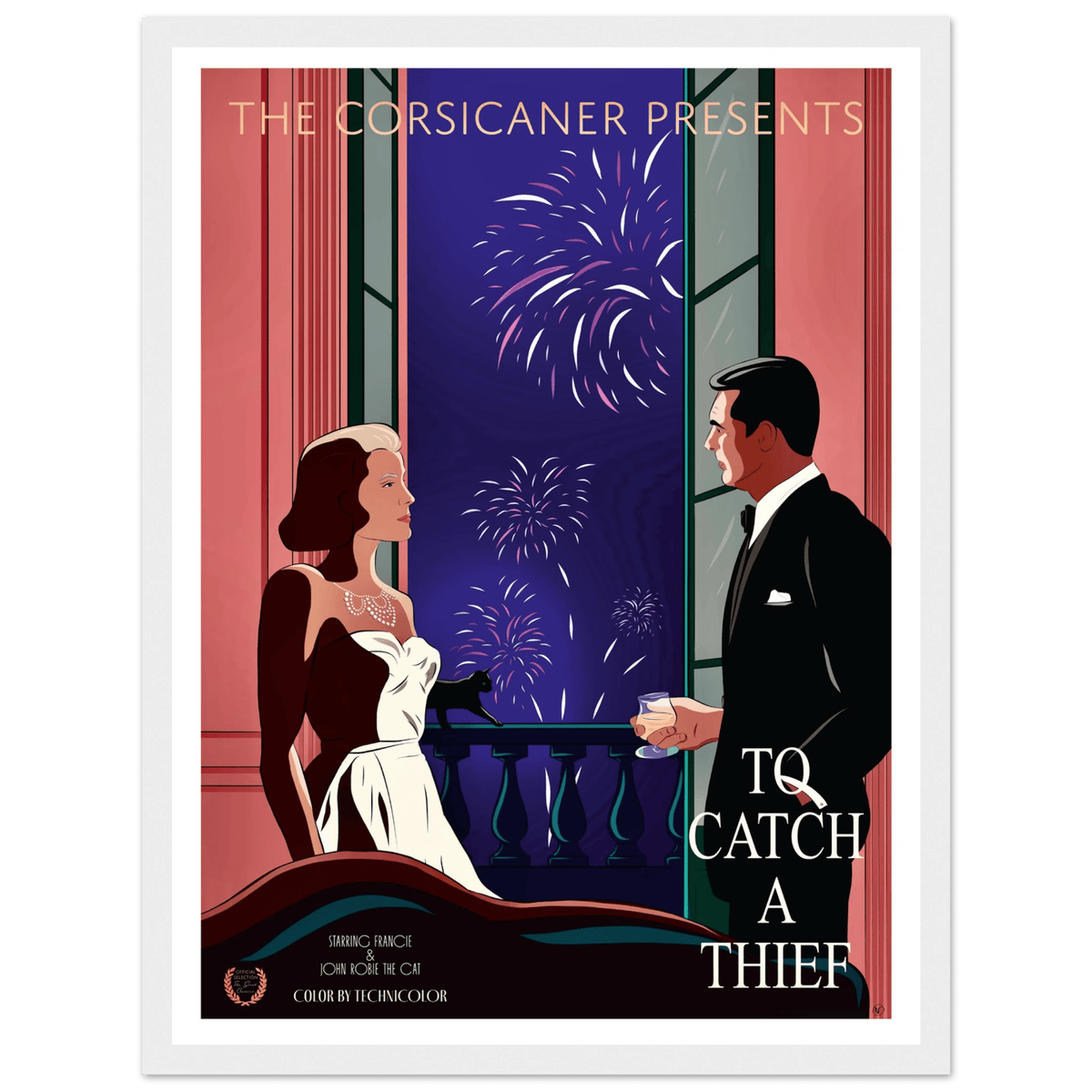 Wooden Framed alternative Poster To catch a thief - small sizes - Free shipping - The Corsicaner