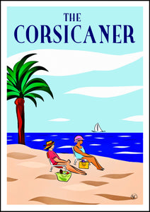 Affiche d’artiste THE CORSICANER - art print - wall art - women at the beach - poster d’art - home decor