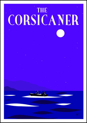 Affiche d’artiste THE CORSICANER - art print - wall art - full moon - seascape - poster d’art