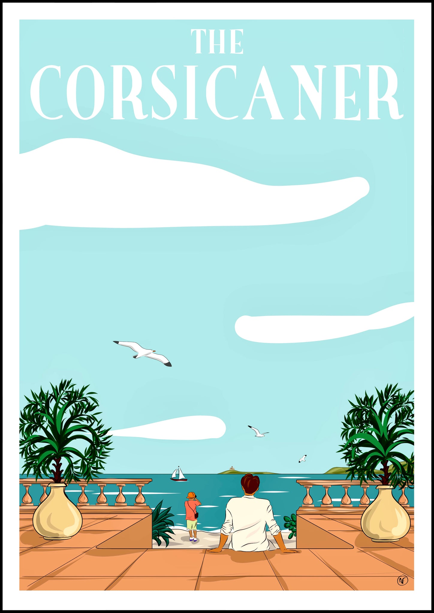 The Corsicaner art print, illustration, limited edition, travel poster, wall art, home decor, 