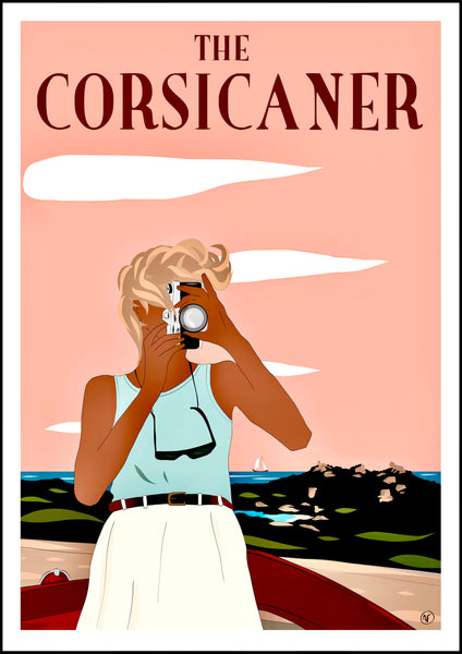 Affiche d’artiste THE CORSICANER - wall art - art print - travel poster - old car - vintage - poster d’art