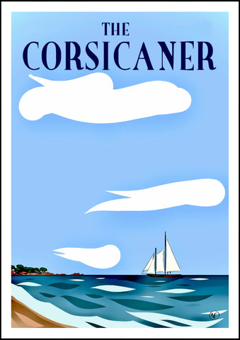 Affiche d’artiste THE CORSICANER - art print - wall art - sailboat - poster d’art - home decor